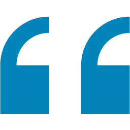 Blue quotation mark icons on black background.